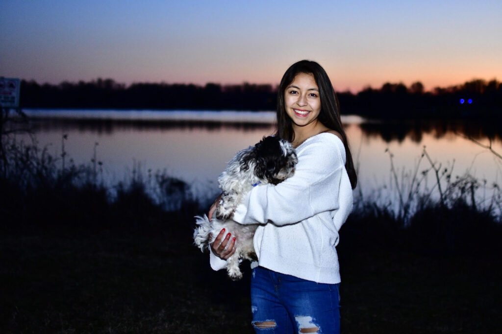 Kayla Tomas holding her pet