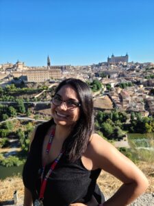 Karina posing for a photo in Spain